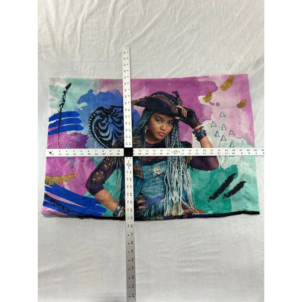 Disney Descendants 2 Mal and Uma Reversible Standard Pillowcase Purple Teal
